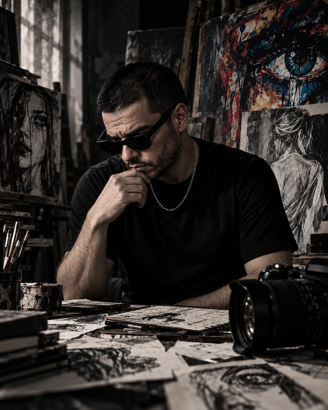 Gabriel Ceballos en su estudio creativo